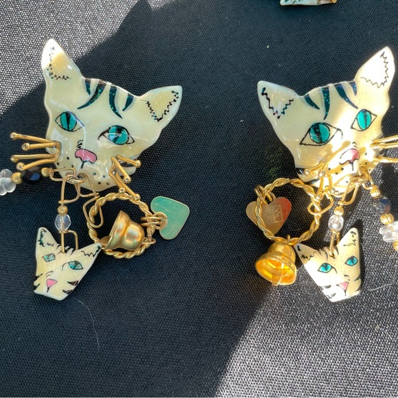lunch at the ritz Jewelry - Vintage lunch at the ritz cat face pierced earrings , signed and very rare.